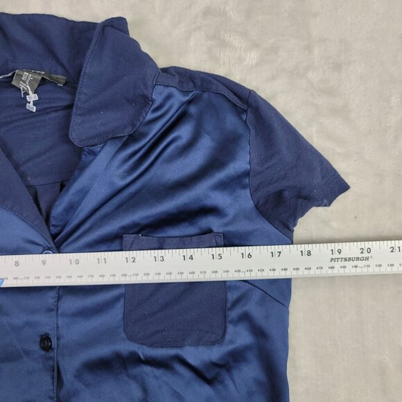 Tahari Navy Blue Button-Up Women's Pocket Top | Size S - Picture 6 of 7